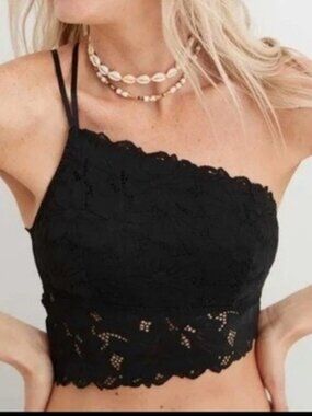 NWOT Aerie "Beach Daze" Longline Lace One-Shoulder Bralette